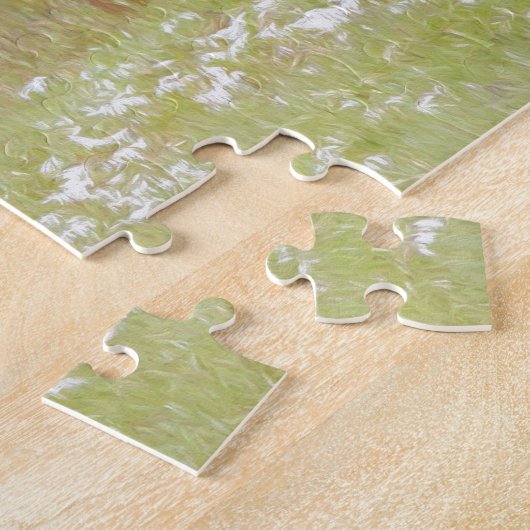 Bison en kalf in geelsteen legpuzzel (Zijkant)