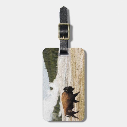 Bison en oude gelovigen bagagelabel (Voorkant verticaal)