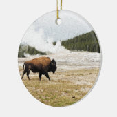 Bison en oude gelovigen keramisch ornament (Links)