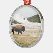 Bison en oude gelovigen metalen ornament (Links)