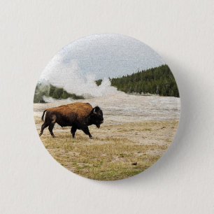 Bison en oude gelovigen ronde button 5,7 cm
