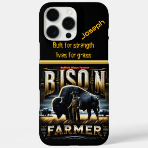Bison Farmer Tending to Herds in een Gouden Veld iPhone 16 Pro Max Hoesje