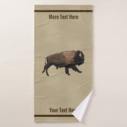 Bison gatsen op oud papier bad handdoek (Badhanddoek)
