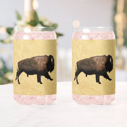 Bison gatsen op oud papier blikvorm glas (Insitu (Huwelijk))