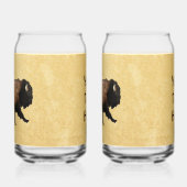 Bison gatsen op oud papier blikvorm glas (Links)