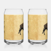 Bison gatsen op oud papier blikvorm glas (Rechts)