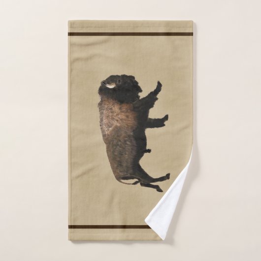 Bison gatsen op oud papier handdoek (Handdoek)