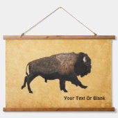 Bison gatsen op oud papier hangend wandkleed (Voorkant)