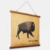 Bison gatsen op oud papier hangend wandkleed (Gebogen)