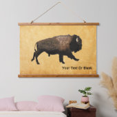 Bison gatsen op oud papier hangend wandkleed (Slaapkamer)