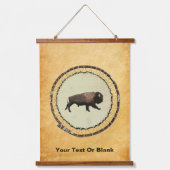 Bison gatsen op oud papier hangend wandkleed (Voorkant)