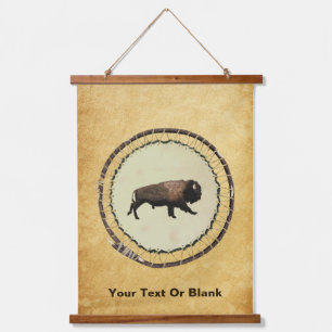 Bison gatsen op oud papier hangend wandkleed