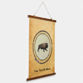 Bison gatsen op oud papier hangend wandkleed (Gebogen)