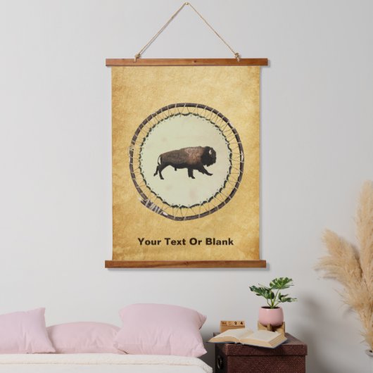 Bison gatsen op oud papier hangend wandkleed (Slaapkamer)