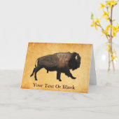 Bison gatsen op oud papier kaart (Gele Bloem)