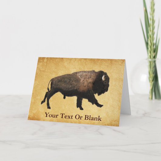 Bison gatsen op oud papier kaart (Voorkant)