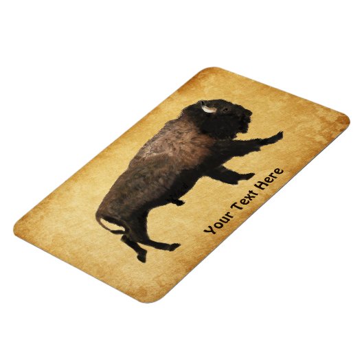 Bison gatsen op oud papier magneet (Linkerzijde)