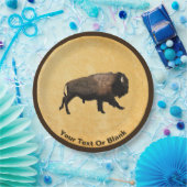 Bison gatsen op oud papier papieren bordje (Feest)