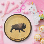 Bison gatsen op oud papier papieren bordje (Feest)