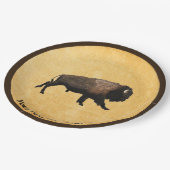 Bison gatsen op oud papier papieren bordje (Gekanteld)