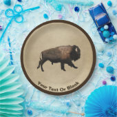 Bison gatsen op oud papier papieren bordje (Feest)