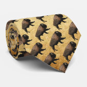 Bison gatsen op oud papier stropdas (Opgerold)
