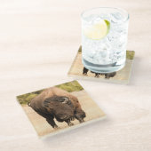 Bison Glazen Onderzetter (Schuin)