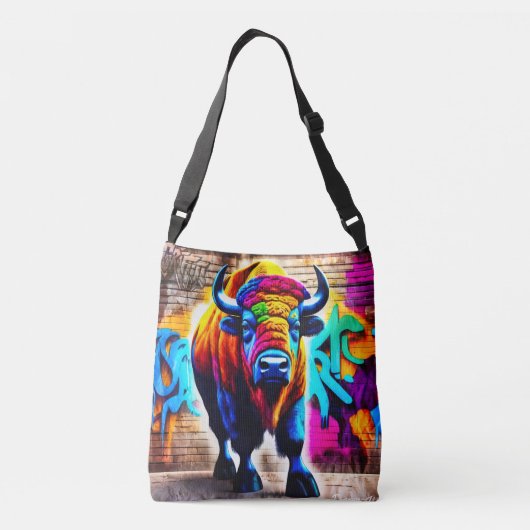Bison graffiti-stijl crossbody tas (Achterkant)