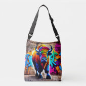 Bison graffiti-stijl crossbody tas (Voorkant)