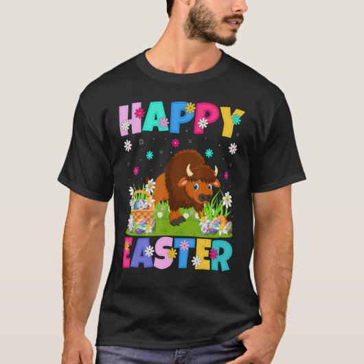 Bison Happy Easter Bunny Bison Paaszondag T-shirt (Voorkant)