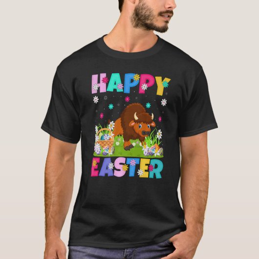 Bison Happy Easter Bunny Bison Paaszondag T-shirt (Voorkant)