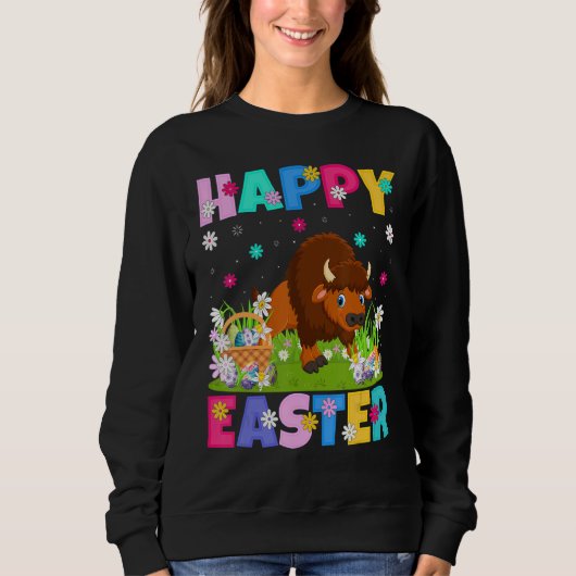 Bison Happy Easter Bunny Bison Paaszondag Trui (Voorkant)
