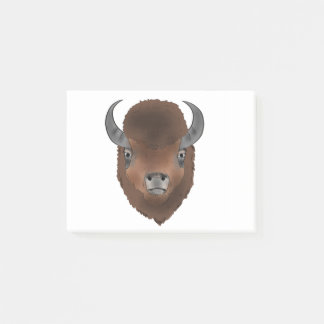 Bison head buffalo wild animal art post-it® notes