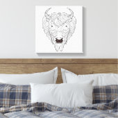 Bison Head Doodle 6 Canvas Afdruk (Insitu (Slaapkamer))