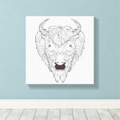 Bison Head Doodle 6 Canvas Afdruk (Insitu (Houten vloer))