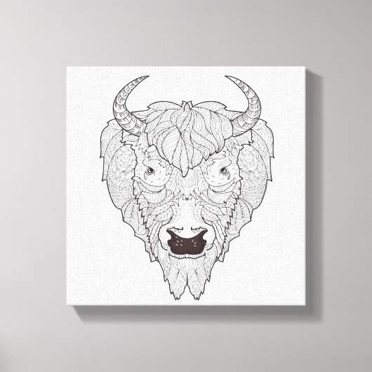 Bison Head Doodle 6 Canvas Afdruk (Voorkant)