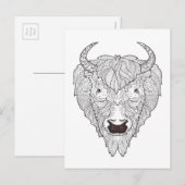 Bison Head Doodle Briefkaart (Voorkant / Achterkant)