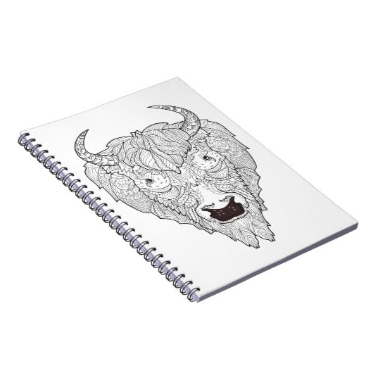 Bison Head Doodle Notitieboek (Rechterzijde)