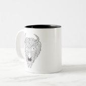 Bison Head Doodle Tweekleurige Koffiemok (Voorkant links)