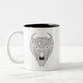 Bison Head Doodle Tweekleurige Koffiemok (Links)