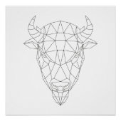 Bison Head Geometric Black & White Modern Art Poster (Voorkant)