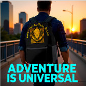 Bison Head silhouet tegen bergachtige achtergrond Bedrukte Rugzak