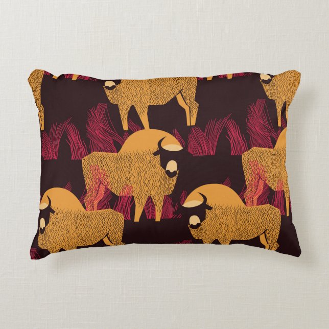 Bison High Grass: Veldpatroon. Accent Kussen (Voorkant)