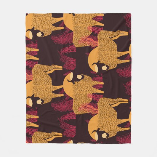 Bison High Grass: Veldpatroon. Fleece Deken (Voorkant)