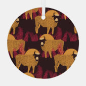 Bison High Grass: Veldpatroon. Glas Ornament (Achterkant)