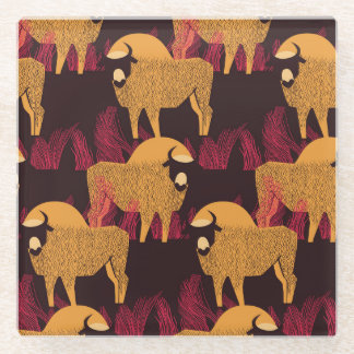 Bison High Grass: Veldpatroon. Glazen Onderzetter