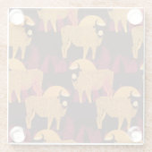 Bison High Grass: Veldpatroon. Glazen Onderzetter (Achterkant)