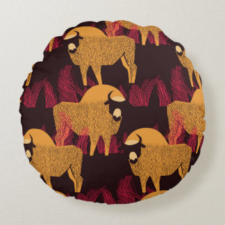 Bison High Grass: Veldpatroon. Rond Kussen