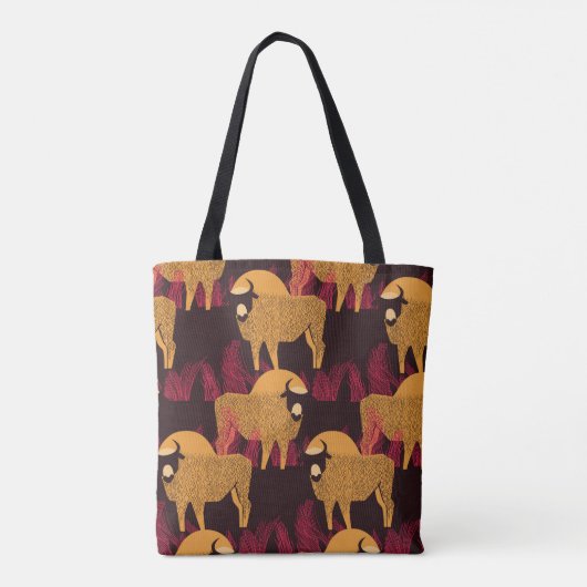 Bison High Grass: Veldpatroon. Tote Bag (Achterkant)