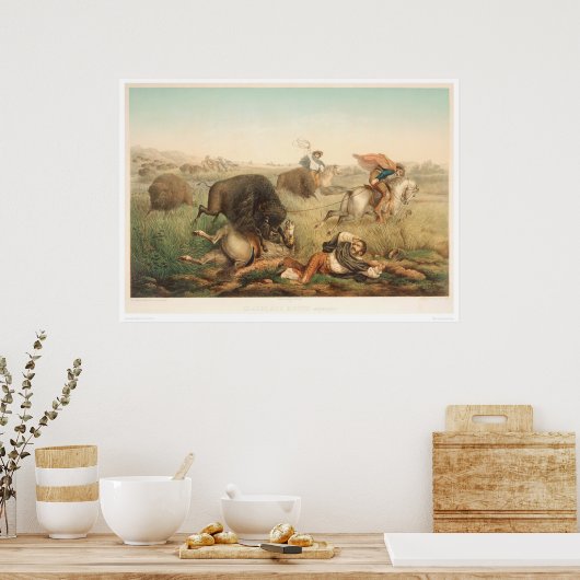 Bison Hunt (0008A) Poster (Keuken)